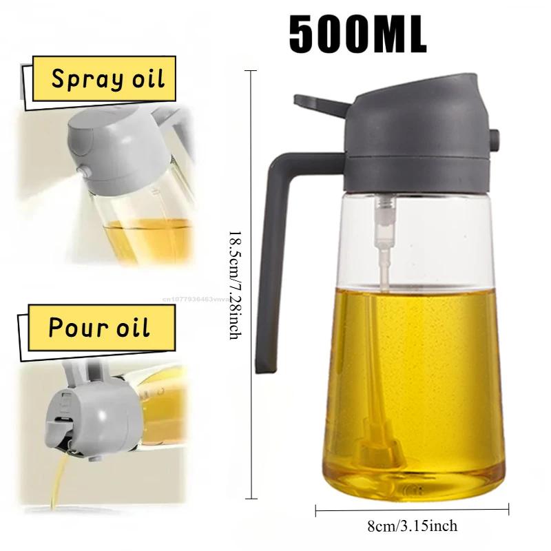 2 in1 Oil Spray Bottle Plastic Kitchen Barbecue Cooking Olive Oil Dispenser Oil Jar Baking Vinegar Soy Sauce Spray Container