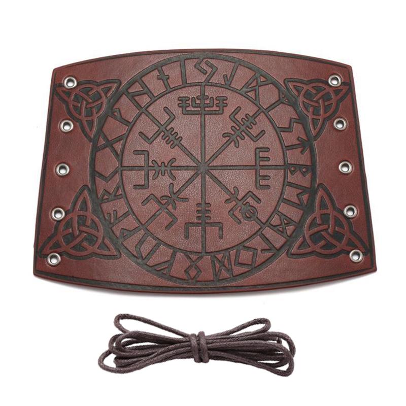 Панк Мужчины Женщины Косплей Широкий Кожаный Браслет Броня Наручник Защита Запястья Узор Викингов Широкий Браслет Наручные Украшения