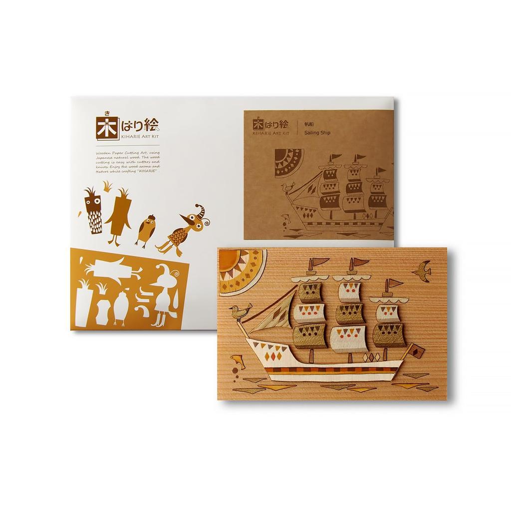 KINOWA "Парусник" Дерево-Бумага-Искусство Оригинальный Набор Ручной Работы Транспортное Средство Сделано в Японии