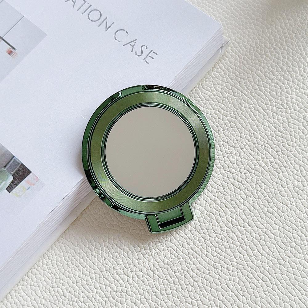 Магнитный держатель для мобильного телефона с гальваническим покрытием цвета конфет, складной, с защитой от падения, с металлическим кольцом, пряжкой, липкой наклейкой на заднюю панель, зеркальцем для макияжа