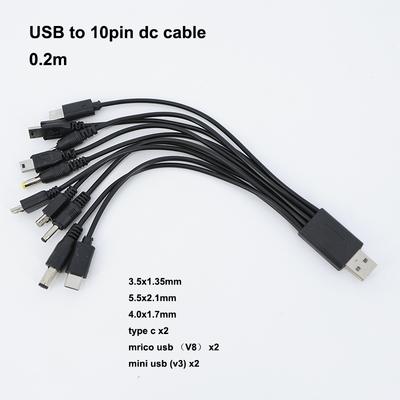 20см 10 в 1 Micro USB DC Адаптер-зарядное устройство для мобильного телефона Вилка Кабель для зарядки USB-питания Провод для телефона Универсальный