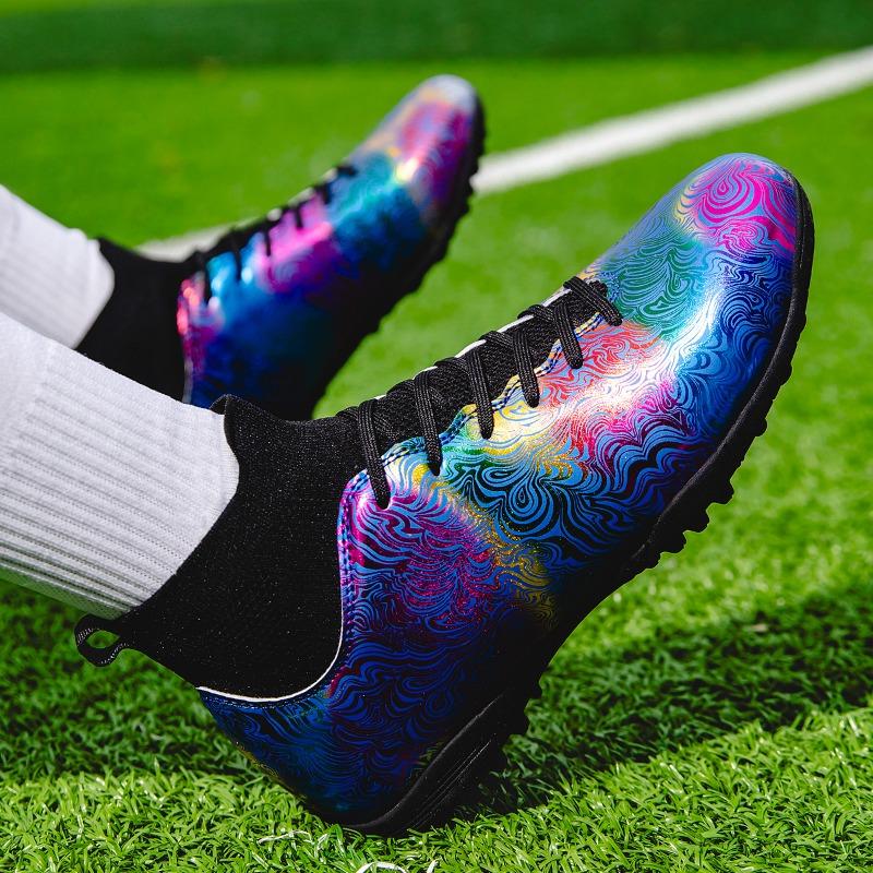 35-46 мужские/женские высокие эластичные носки футбольные бутсы резиновая мягкая подошва с короткими ногтями искусственный газон кожа молодежные детские футбольные бутсы
