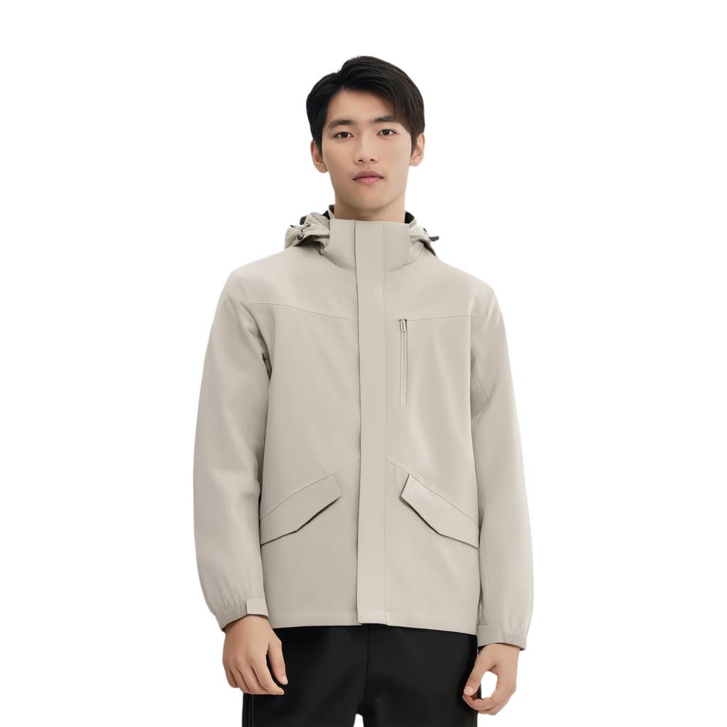 Li Ning Fitness Series однотонная водонепроницаемая спортивная куртка с капюшоном мужская куртка легкая-теплая-хаки AFDT751-11
