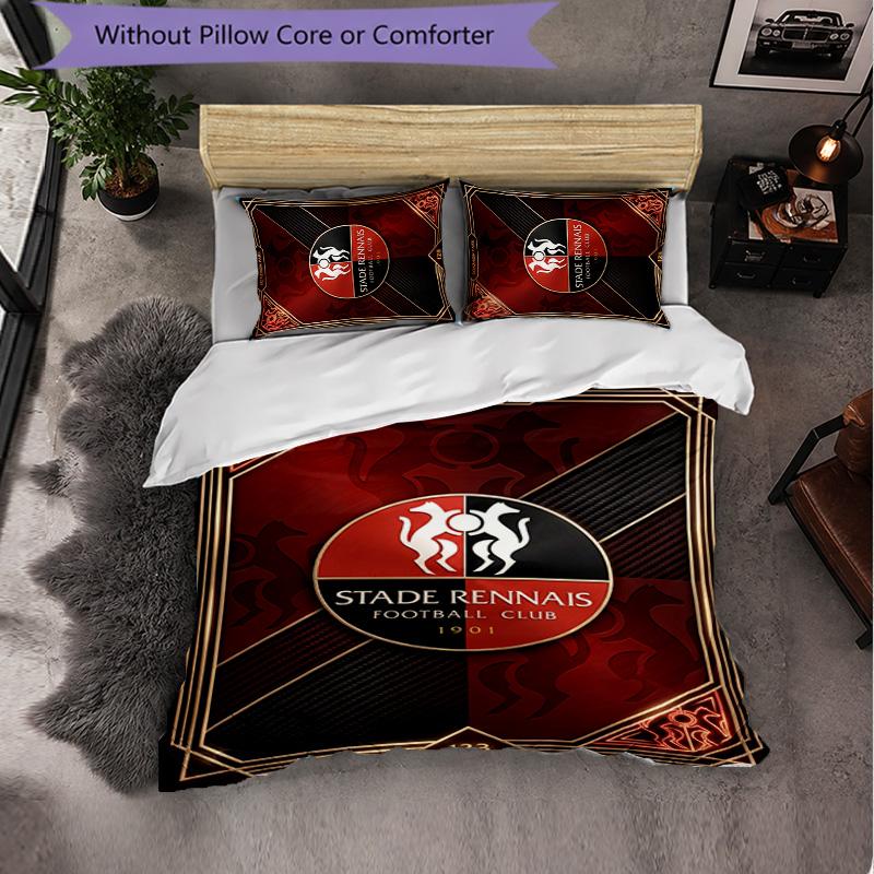 Stade Rennais FC Themed Bedding 3Pcs Duvet Cover Set Decorative Bed Linen For Teen Room Home Decoration