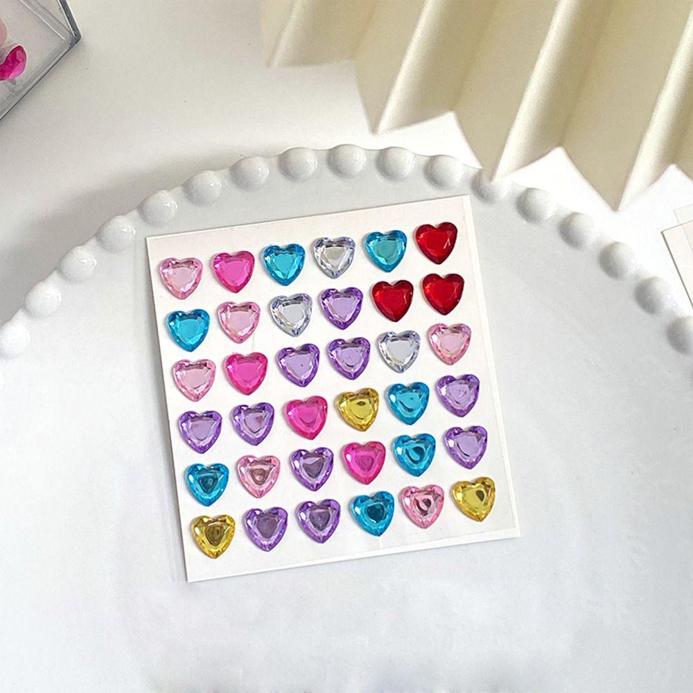 Bling Decorative Sticker Love Heart Rhinestone 3D Crystal Sticker DIY Children Toys
