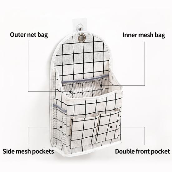 Hanging Bag Wall Mounted Large Capacity Cotton Flax Hook Design Hanging Organizer for Bathroom