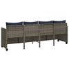 Sun Lounger with Cushions Grey Poly Rattan