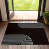 Modern Black and White Geometric Door Mat - Non-Slip Minimalist Arch Line Entryway Rug - Stylish Decorative Indoor Floor Carpet