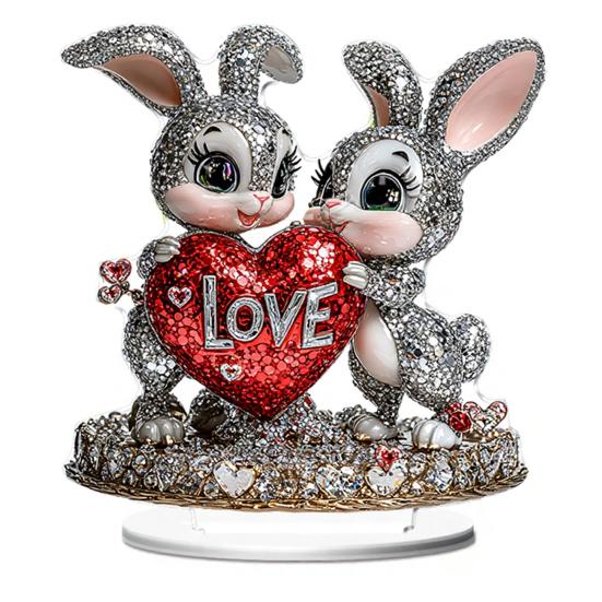 Easter Bunny Acrylic Table Sign 2D Flat Colorful Eggs Rabbit Decoration Home Living Room Valentine's Day