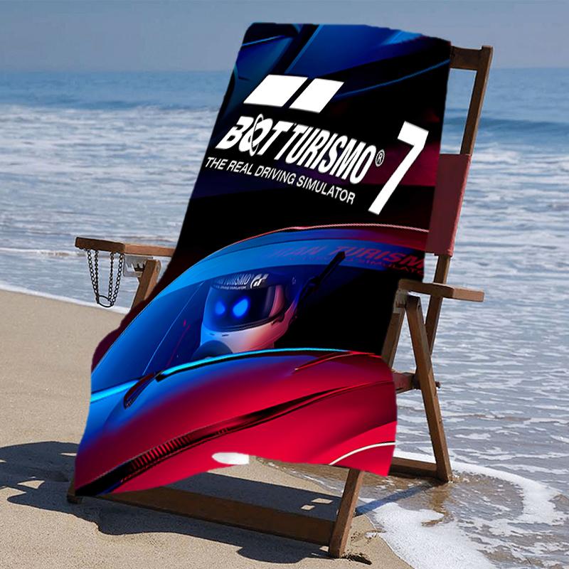 proof beach towel with a Astro Bot pattern - soft,absorbent,quick-drying,machine washable - perfect for swimming,camping,bathing
