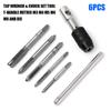 6Pcs Metal Working Machine T-handle Drill Bit Metric Chuck Set Tap Wrench Screw Thread