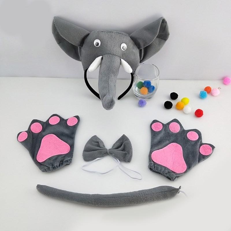 Animal Dress up Kits Hairband, Tail, and Bowtie for Kids Birthday Parties