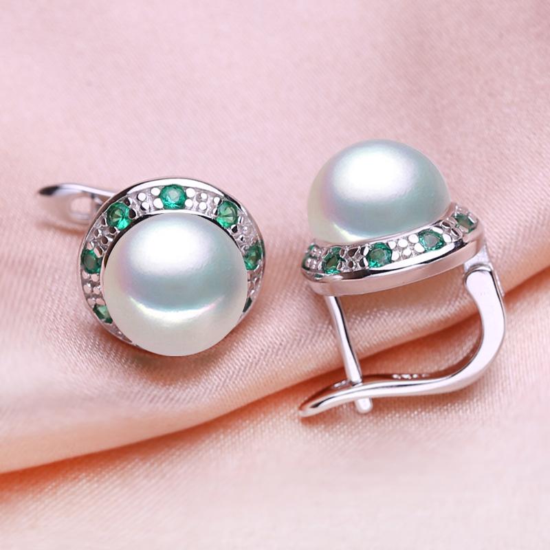 seniko 8-9mm Natural Freshwater Pearl Earrings Fashion Cubic Zirconia Clip Earrings For Women Girl Gift
