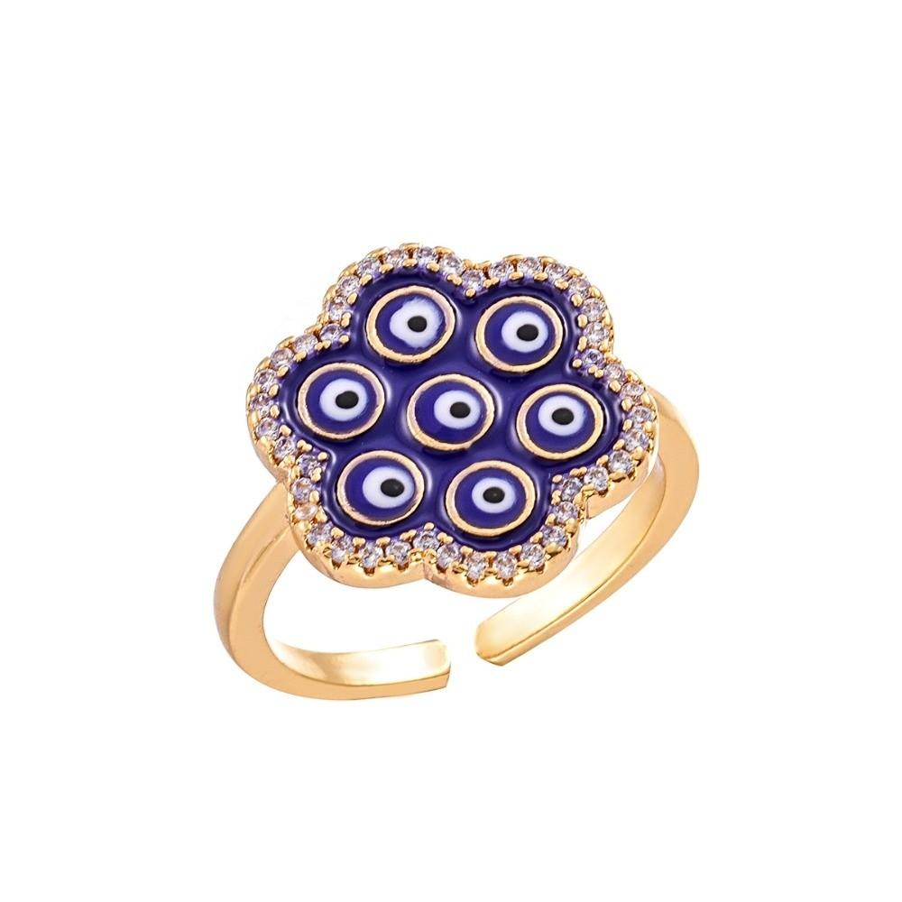 Pleated Devil's Eye Devil's Eye Ring Vintage Exaggerated Glaze Luxury Ring Alloy Copper Banquet Metal Rings Opening Finger Ring