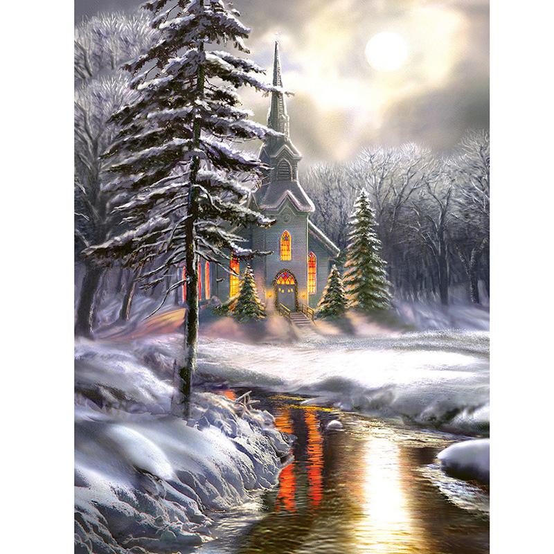 DIY Snow Scenic 5D Diamond Painting Full Round Drill Resin Winter Landscape Diamond Embroidery Cross Stitch Wall Art Gift