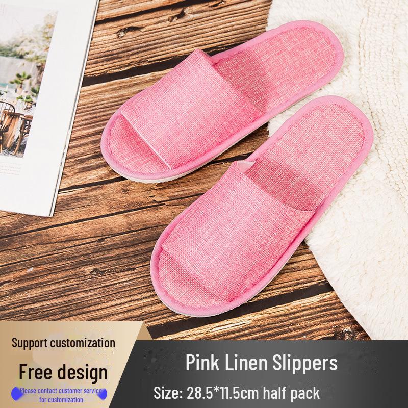 Четырехсезонные нескользящие тапочки из хлопка и льна для отелей и салонов красоты