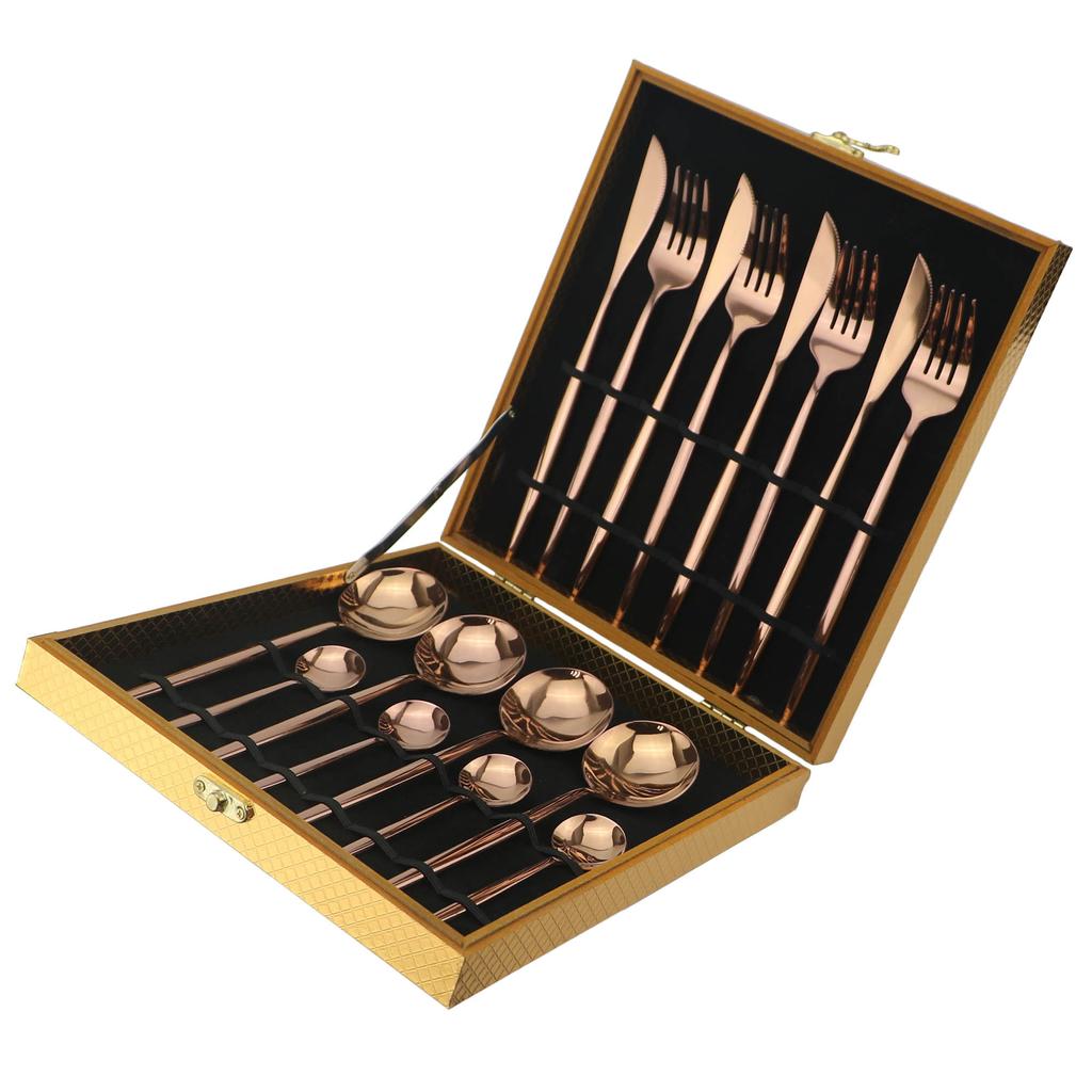 16pcs Luxury Dinnerware Gift Set Stainless Steel Fork Knife Spoon Cutlery Set Wedding Gift Flatware Set With Gift Box