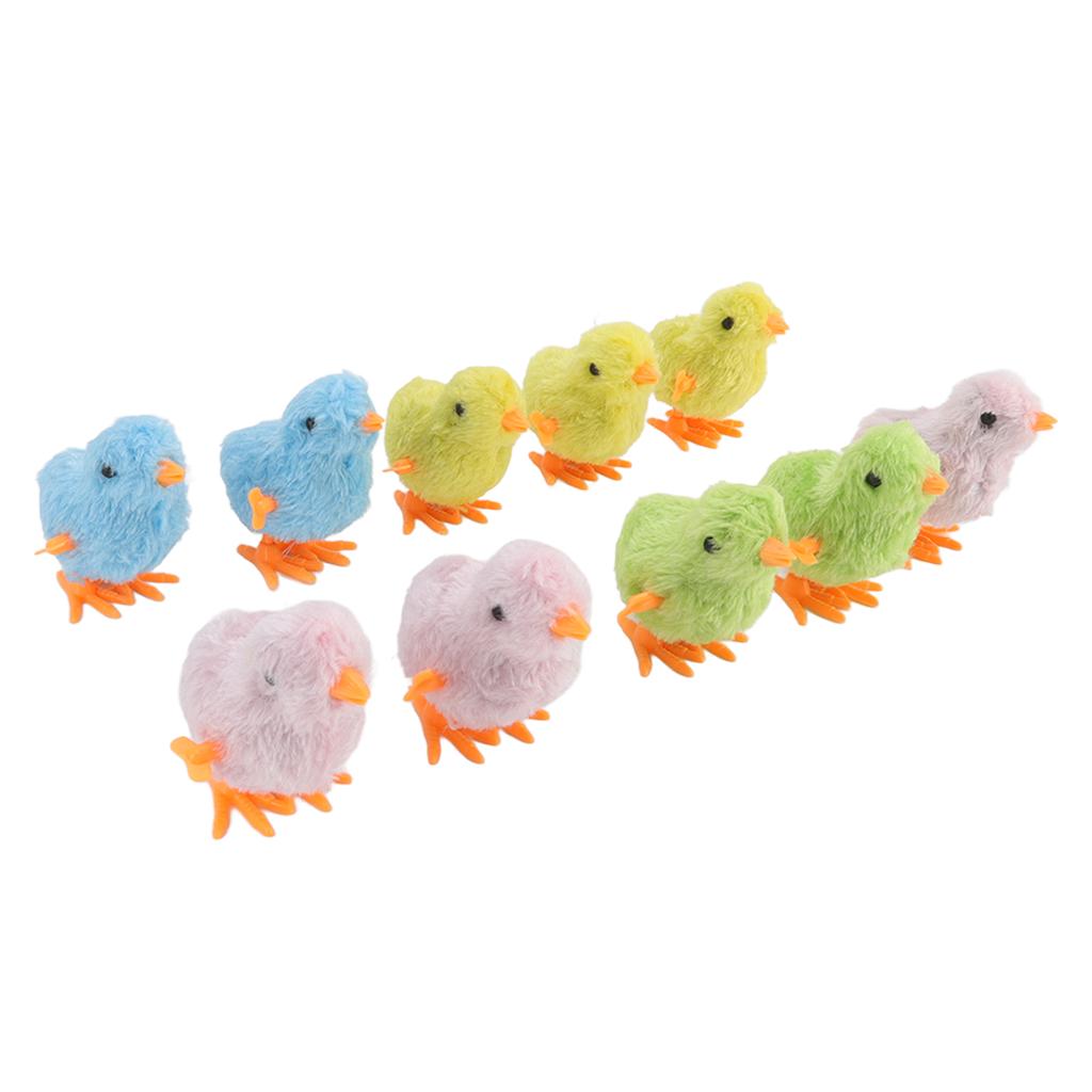 10pcs Clockwork Chick Toy Cute Fun Colorful Stuffed Chick Hopping Wind Up Toy for Cats Kittens Toddlers