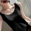 Solid Color Elastic Camisole Vests Women O-neck Slim Fit Sweaters Tank Tops Spring Summer Short Large Size Knitted Base Vests