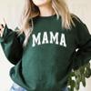 Mama Varsity Sweatshirt Mom Life Hoodie Super Mom Shirt Mother's Day Tops Women Fashion Crewneck Sweatshirts