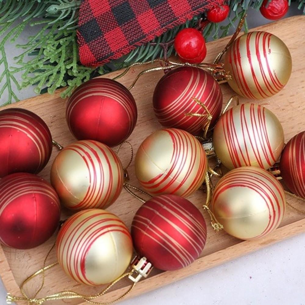 12PCS 6cm Christmas Ball Pendant Plastics Christmas Supplies New Xmas Tree Ornament  Merry Christmas