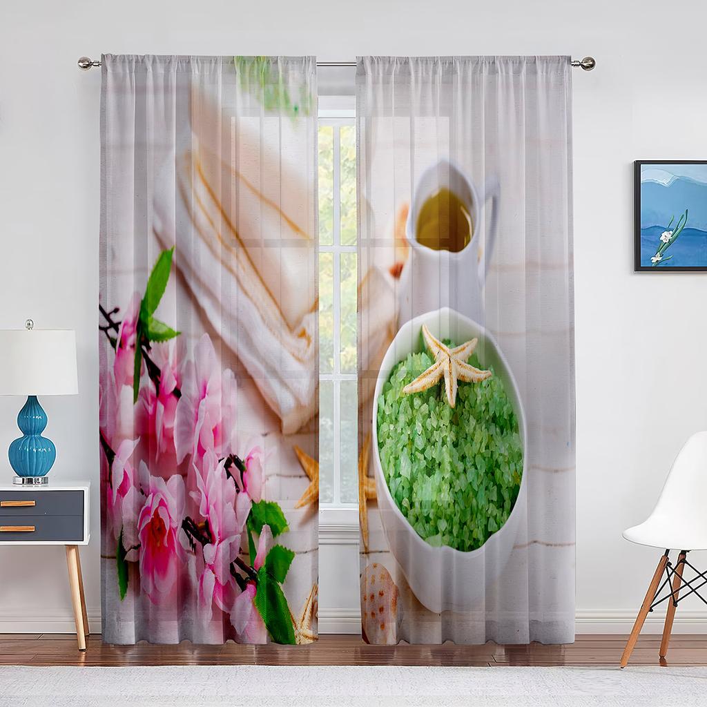 Весенняя розовая прозрачная вуаль с цветочным принтом, занавеска для гостиной, тюлевая занавеска с 3D принтом для спальни, кухни, оконные шторы, жалюзи