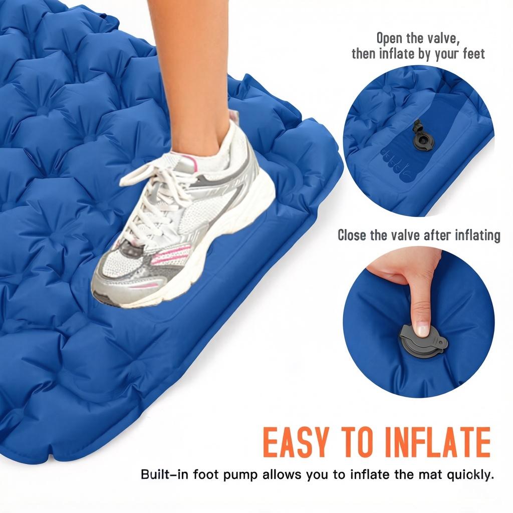 Camping Sleeping Pad with Pillow Built in Pump Ultralight Inflatable Sleeping Mat Waterproof Camping Air Mattress for Backpacking Hiking Tent