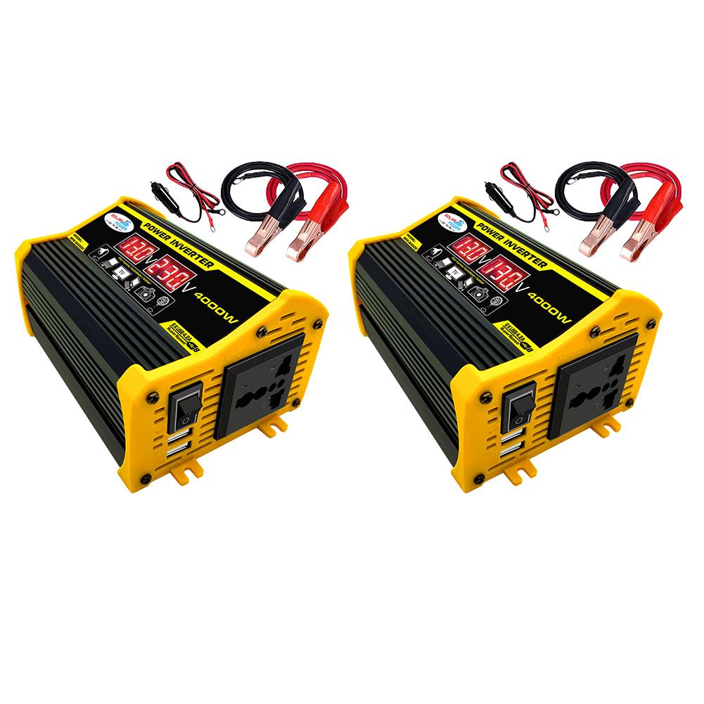 Инвертор мощности 4000 Вт Портативный преобразователь напряжения Автомобильный адаптер Светодиодный дисплей Двойное USB-зарядное устройство Конвертер Легкий
