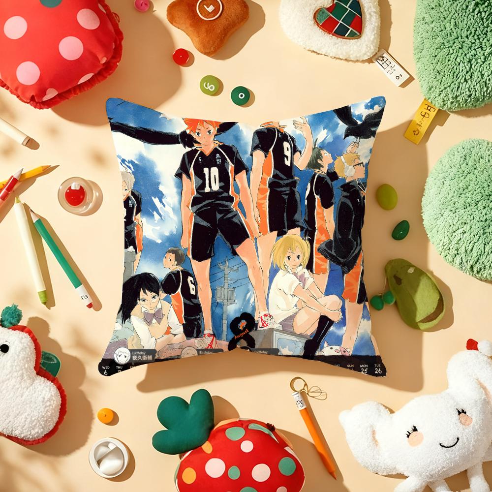 Anime Haijiu Print Cushion Cover Plush Fabric Soft DoubleSided Printed Sofa Warm Winter Home Gift Pillow Cover