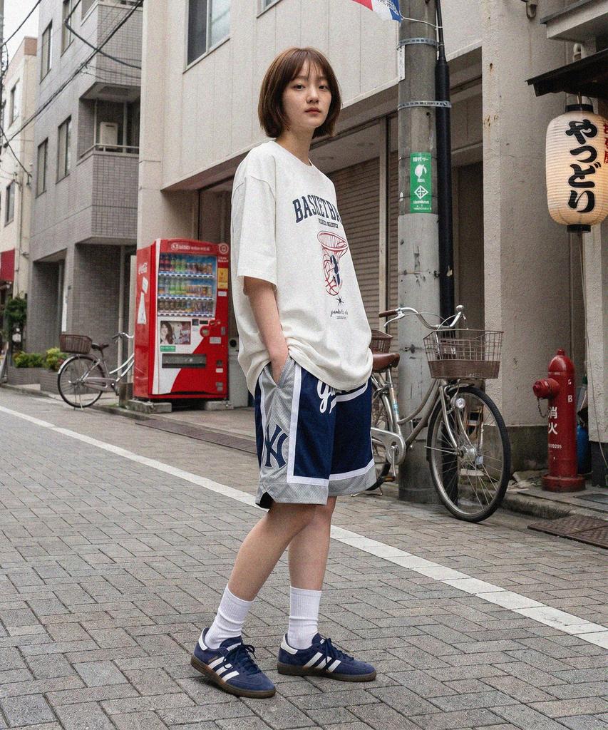MODERMENT Real Overfit Buzzer Beater Short Sleeve T-Shirt [Blue]