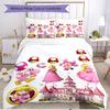 3pcs Duvet Cover Set (1*Duvet Cover + 2*Pillowcase, Without Core), Princess Peach Toadstool Print Soft All‑Season Bedding Set, Home Bedroom Decor Gift
