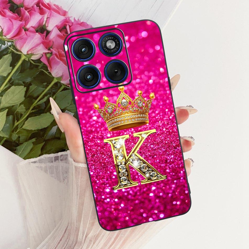 Для Motorola Edge 70 Модный чехол для телефона с буквой-короной Для Motorola Moto X70 Air Edge70 5G XT2601-2 Черный силиконовый мягкий чехол