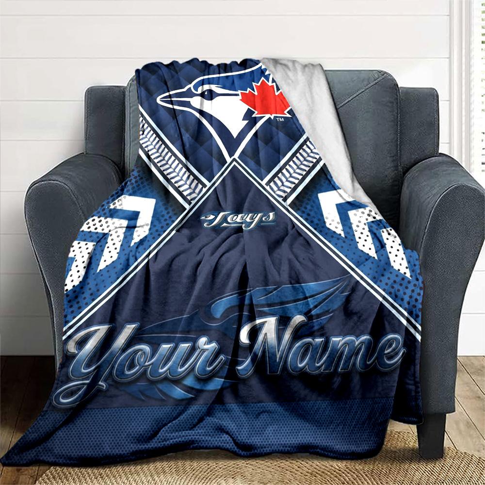 Name Custom Toronto Blue Jays Print Flannel Blanket High Quality Warm Comfortable Cover for All Seasons Perfect for Gifts Home Decor