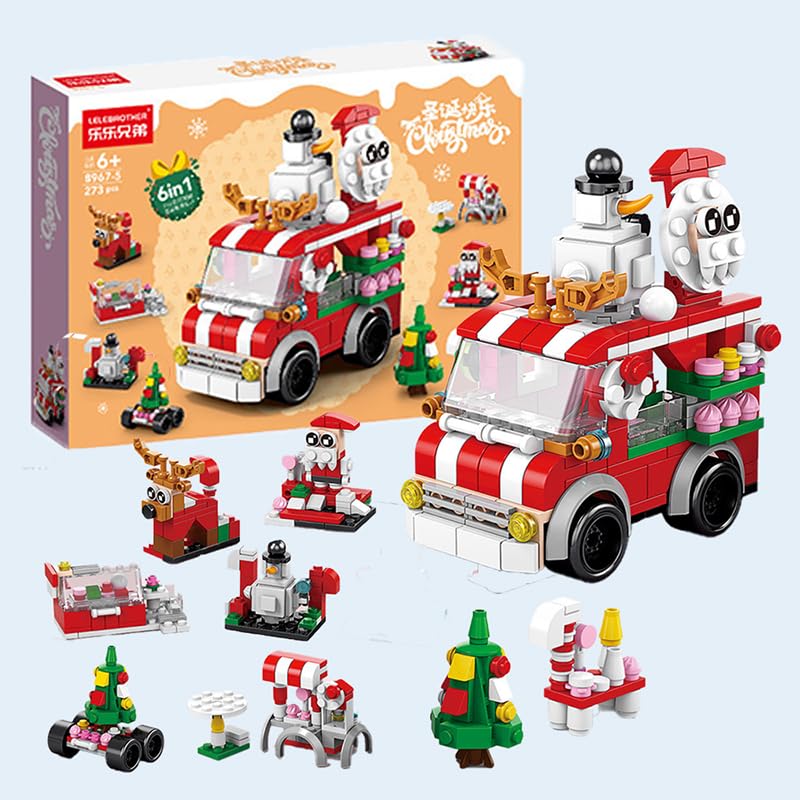 [2024 НОВЫЙ Рождественский Подарок] 273 детали сборочный блок DIY рождественская тема Санта-Клаус машина новогодняя елка 6 в 1 комплект украшения модель игрушки мальчик девочка Подарок