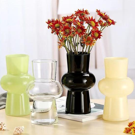 Yousheng Chinese Style Vase Glass Decorative Vase Smooth Surface Handcrafted Vase Flower Arrangement Desktop Decoration