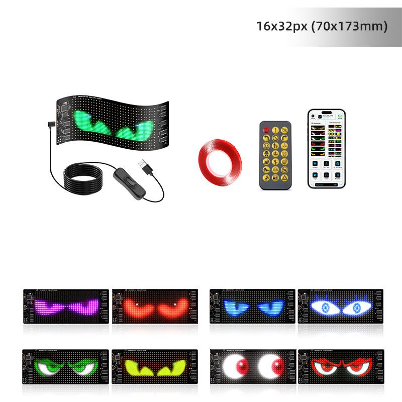 2PCS LED Devil Eye Light for Car Truck Windshield Animated LED Matrix Panel Sign Flexible Programmable Digital Display Light APP