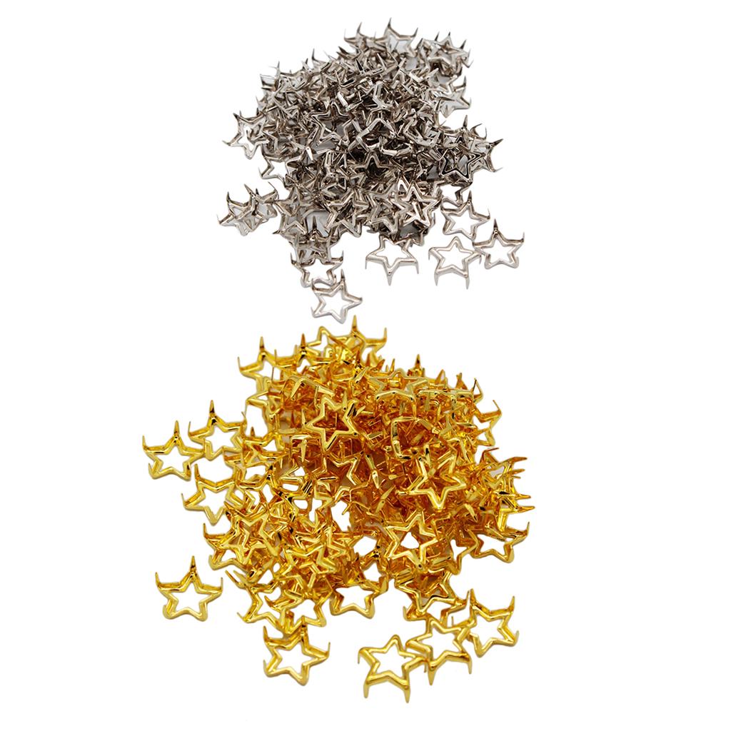 100Pcs Punk Star Stud Rivets Pentagram Claw Nailheads Leather Crafts