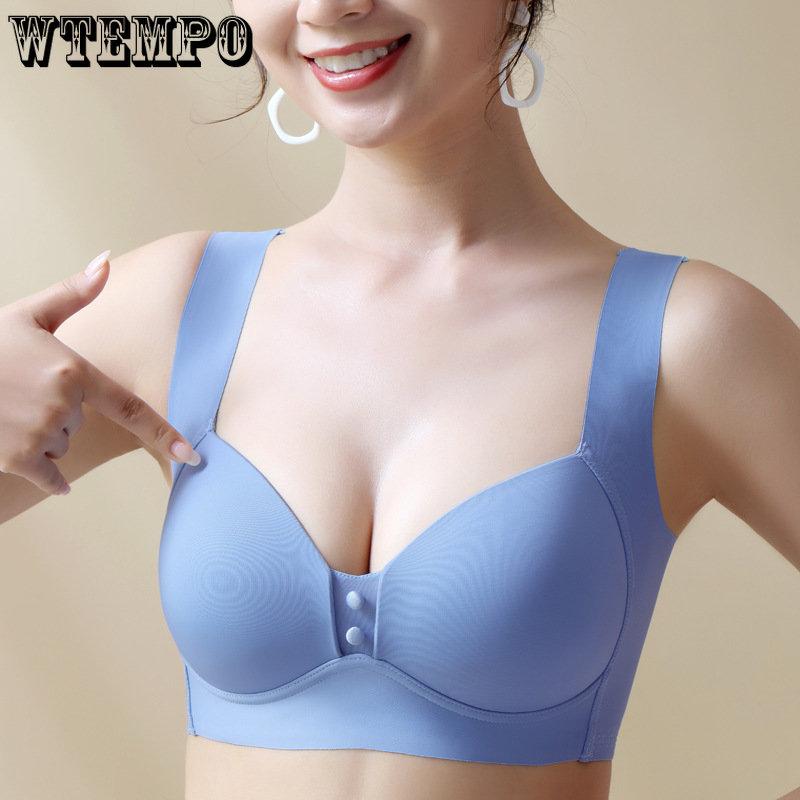 Seamless Bra Women's Large and Thin Underwear Full Cup Without Steel Ring Gathered Bra Solid Casual Bra Traceless Bra