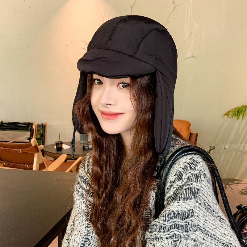 Корейская новая милая и крутая шапка-ушанка женская пуховая плюс пуховая шапка Лей Фэн зимняя теплая шапка от холода шапка для верховой езды с защитой ушей