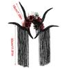 Dark Series Skull Antelope Horn Hairband With Skull Flower Design For Halloween Costume Party Dressingup Accessories