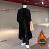Мужское длинное шерстяное пальто в корейском стиле - Зимний повседневный тренч с утолщением, тренд