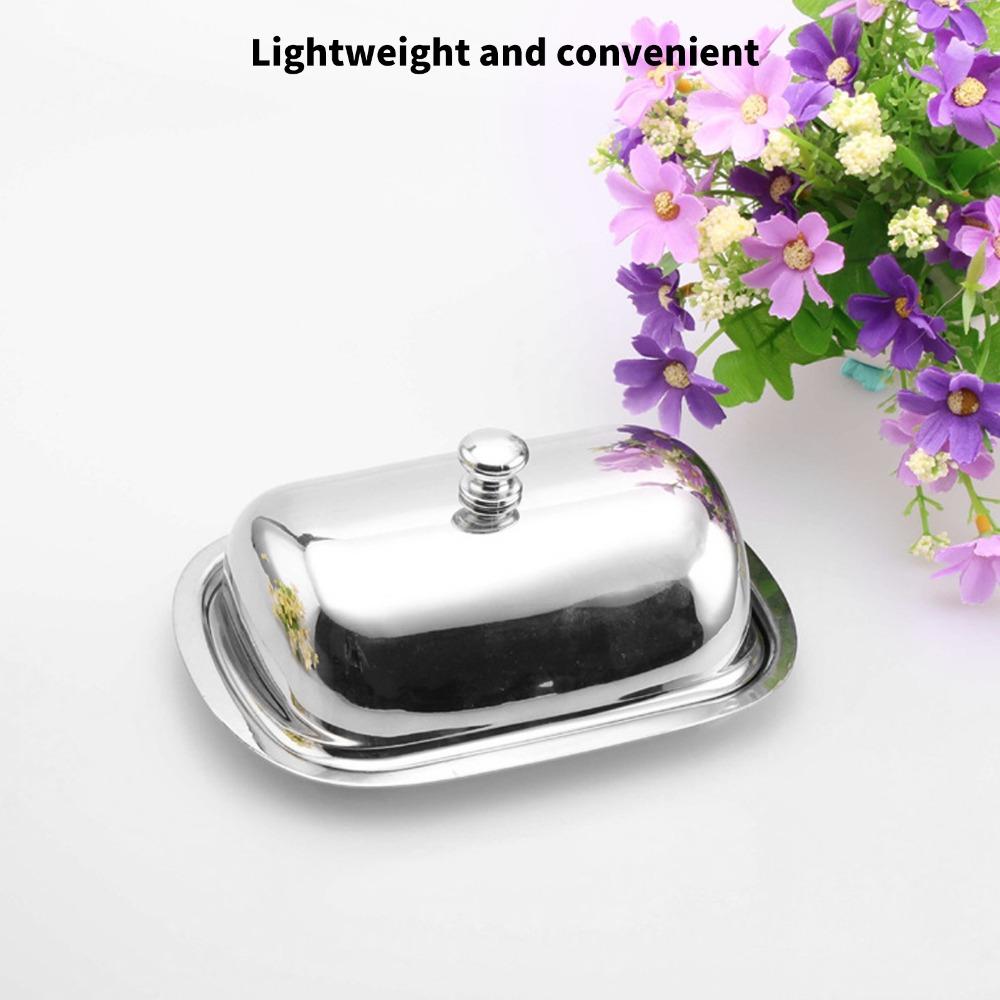 With Lid Cheese Box Container 304 Stainless Steel Metal Cheese Tray Daily Dessert Serving