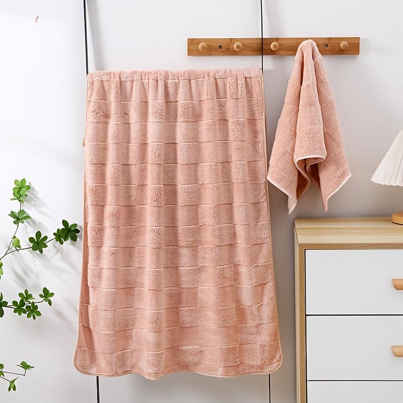 2pcs/set Ladies' Bath Towel Set Checkered Design Absorbent Quick-drying Towel Suitable for Bathrooms Gyms Camping Coral Fleece