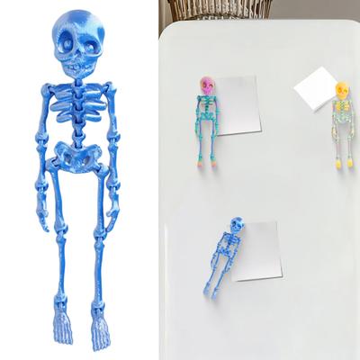 Готический скелет Наклейки на холодильник Подвижный скелет Человек 3D-печать Магнитные наклейки на холодильник Декор на Хэллоуин Обучающий инструмент