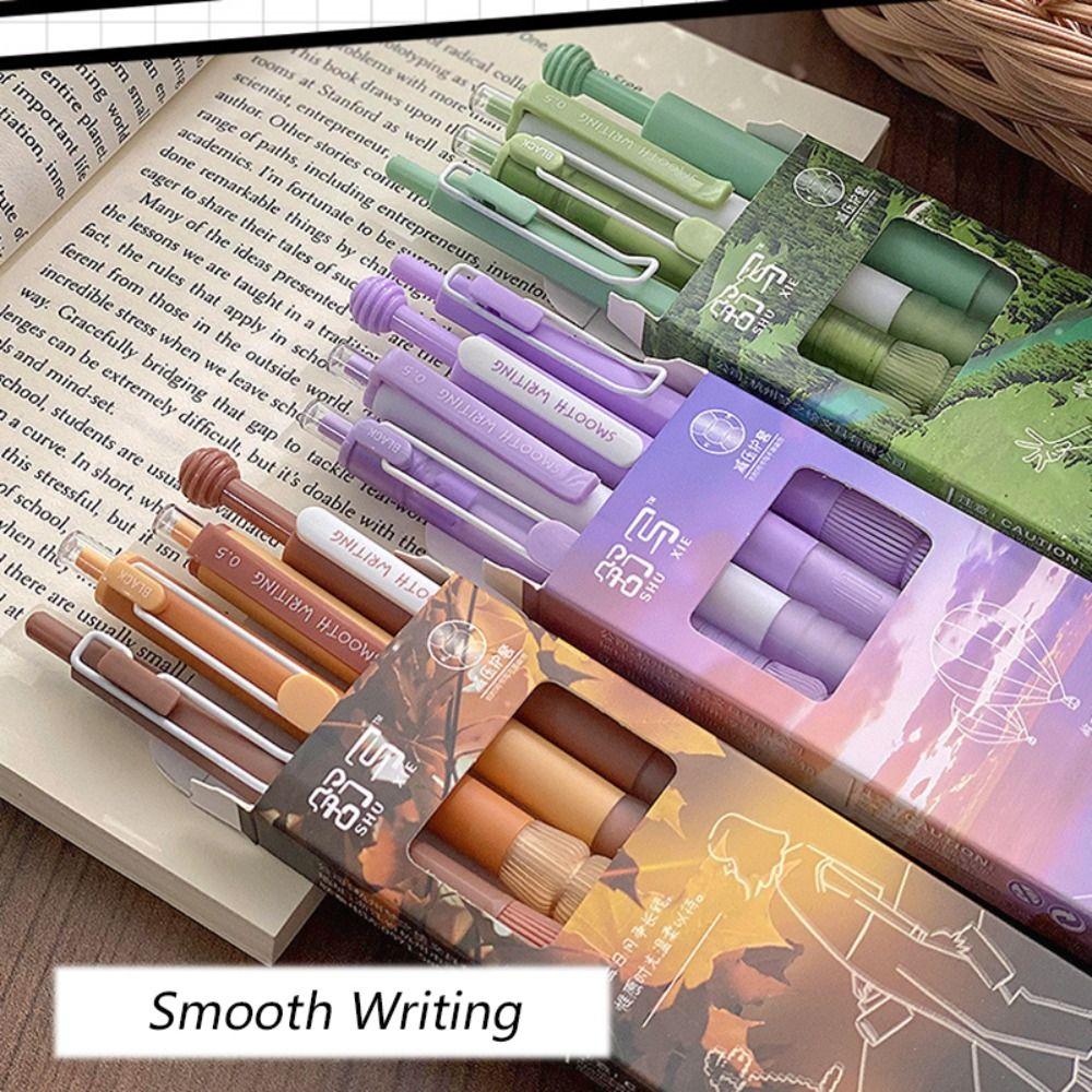 4 шт./коробка 0,5 мм черные чернила гелевая ручка быстросохнущий пишущий инструмент мультяшная гелевая ручка подарок