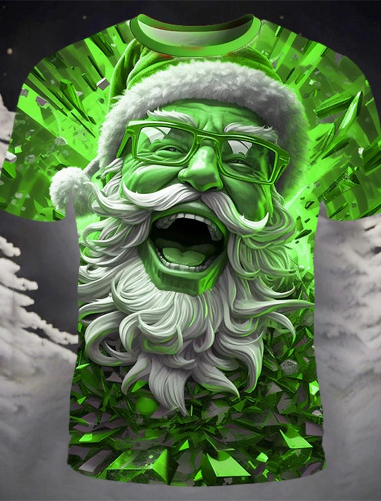 Christmas Santa Holiday Shirt 3D Printed Hot Christmas Short Sleeve Party Men's Tops Rave Printed Casual Fashion Menswear