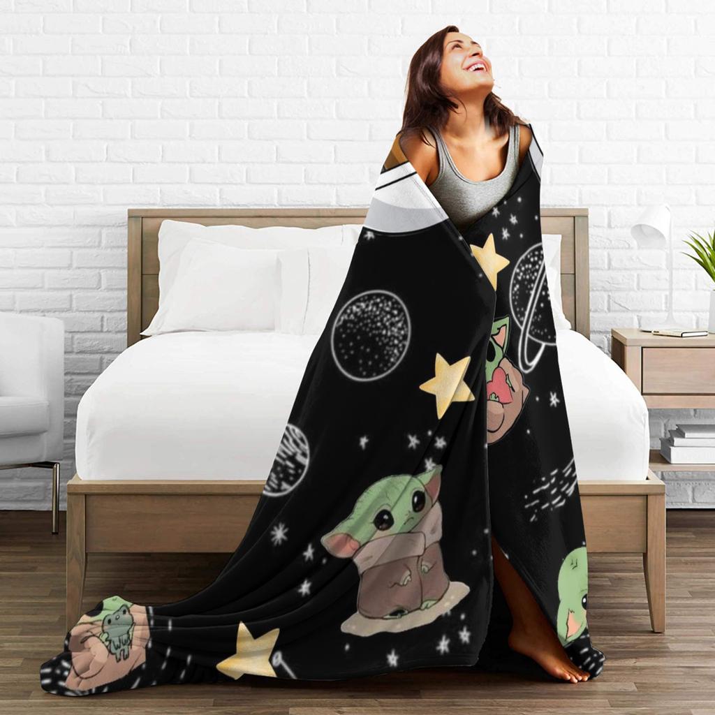 Grogu W-Warss Baby Yodas Blankets Camping Flannel Throw Blanket For Living Room Warm Custom DIY Quality Bedspread