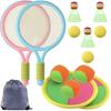 Мини-игрушка ракетка для тенниса и бадминтона Sweet Plus с воланами для детей, идеально подходит для игр в помещении и на открытом воздухе, занятий спортом и упражнений (Розовый x Синий)