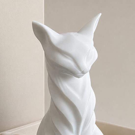 Скульптура кошки, 3D-печать, матовый белый, настольный декор с художественными линиями, домашние украшения для полки, минималистичный декор, подарок для любителей кошек