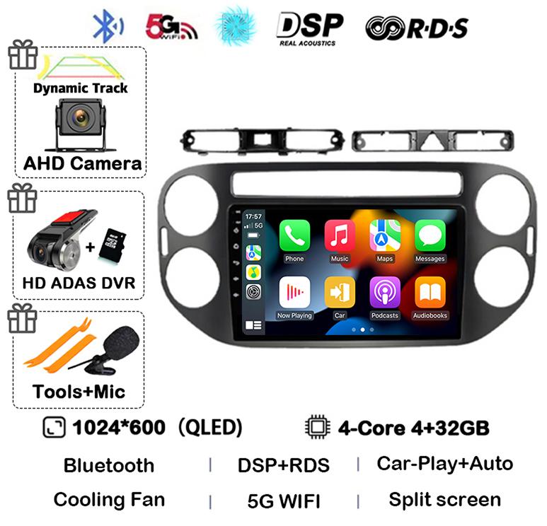 Android 14 Auto Carplay для VW Volkswagen Tiguan 1 NF 2006 2008-2012 2013 2014 2015 2016 Автомобильный Радио Мультимедиа GPS Плеер Стерео